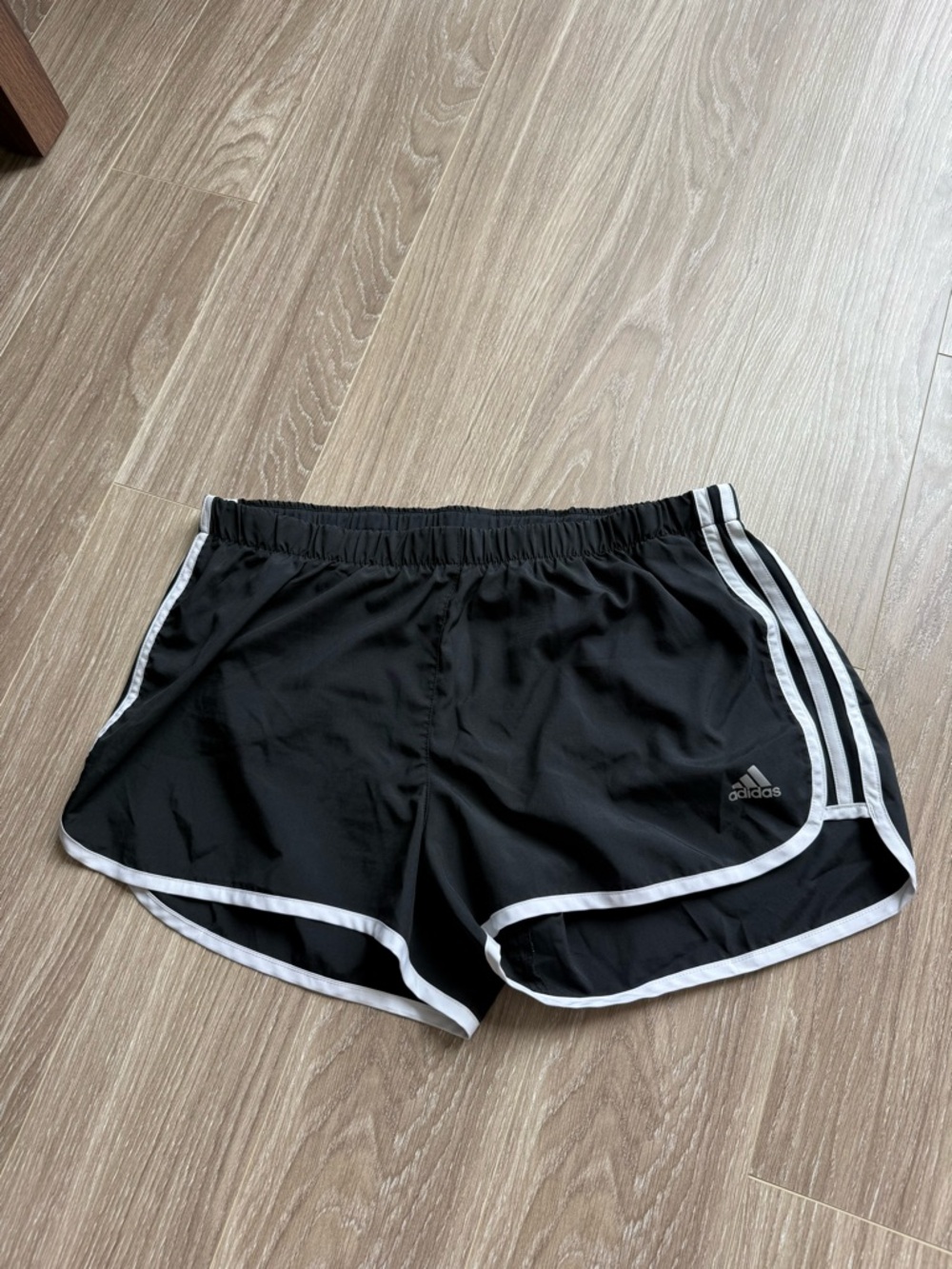 adidas Black Athletic Shorts with White Trim